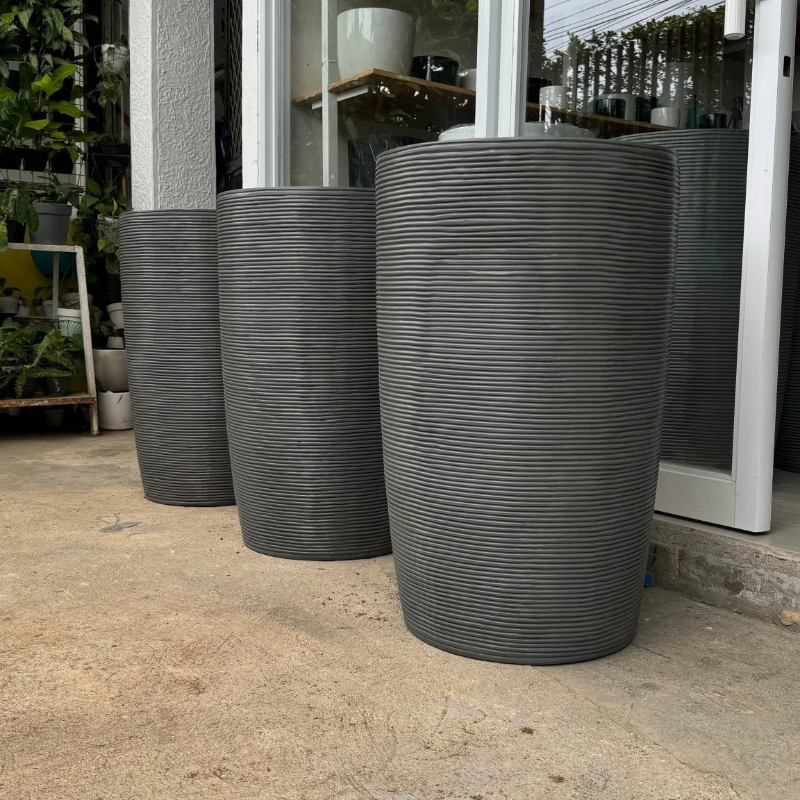 Ribbed Tall Fiberglass Planters