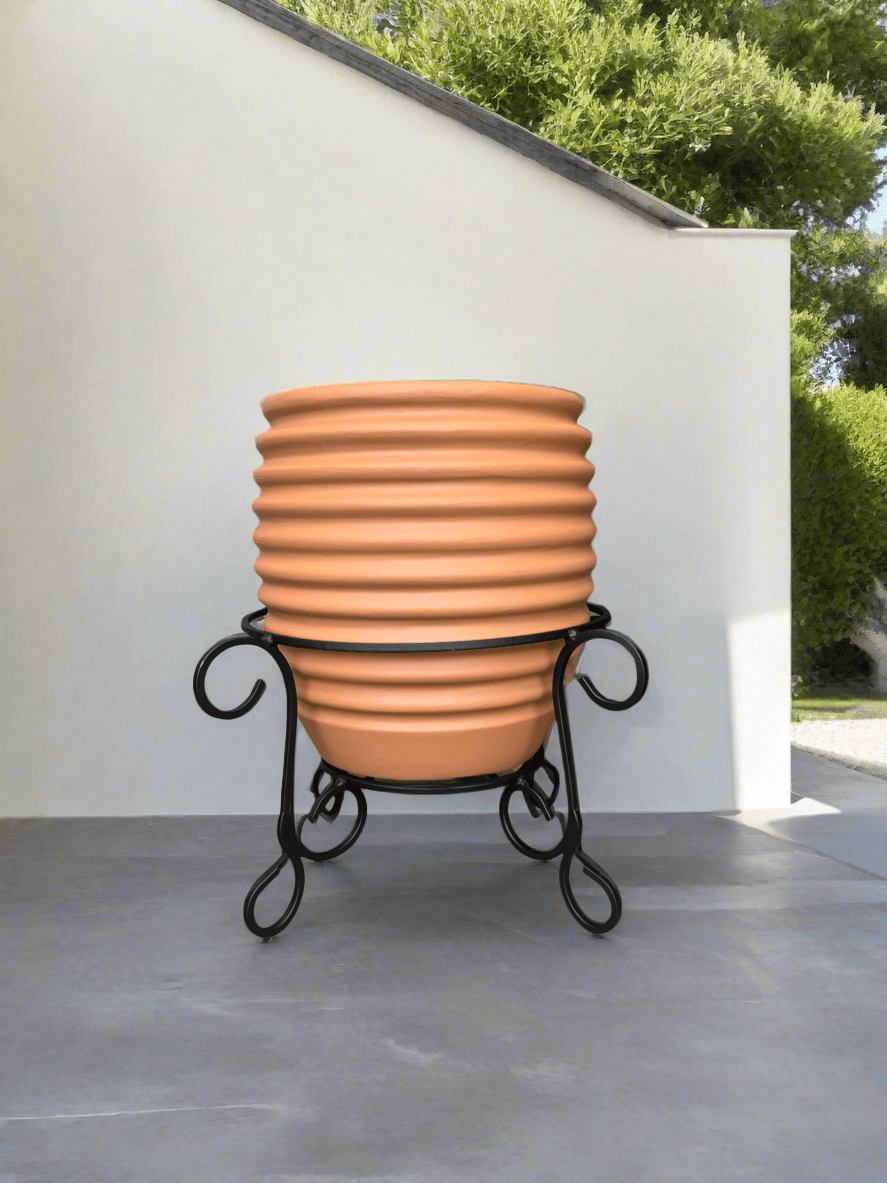 Ribbed Terracota Fiberglass Planter - Pots For Plants