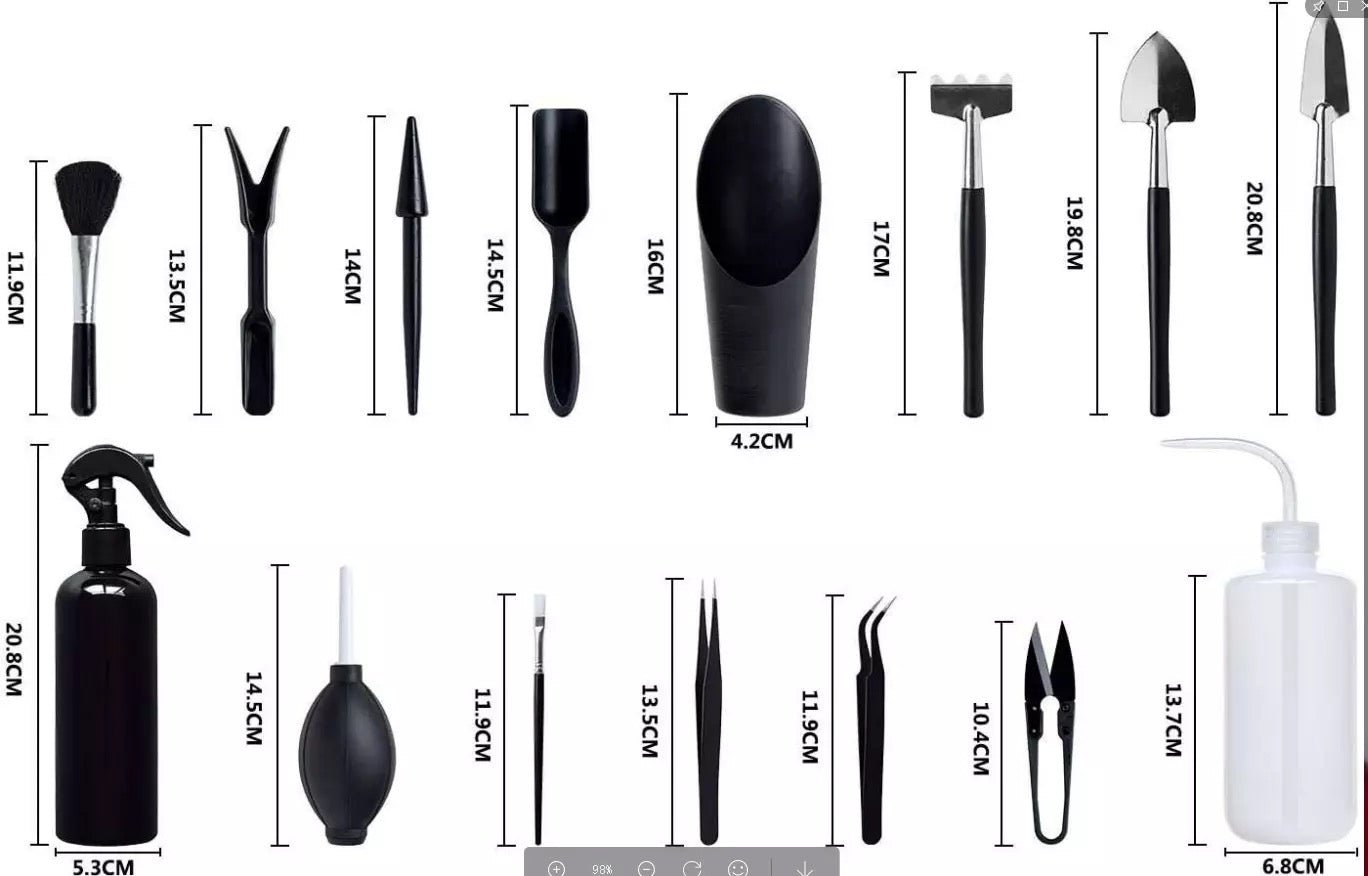 succulent potting tools 15 PCS Succulent Garden Tool Set – Pots For Plants