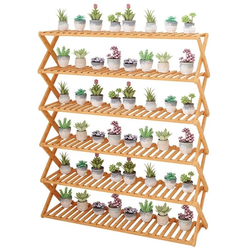 5 Tier Folding Simple Bamboo Plant Rack – Pots For Plants