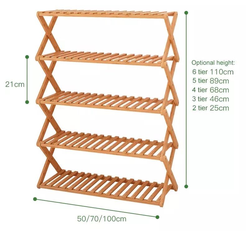 5 Tier Folding Simple Bamboo Plant Rack - Pots For Plants