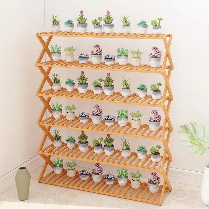 5 Tier Folding Simple Bamboo Plant Rack – Pots For Plants