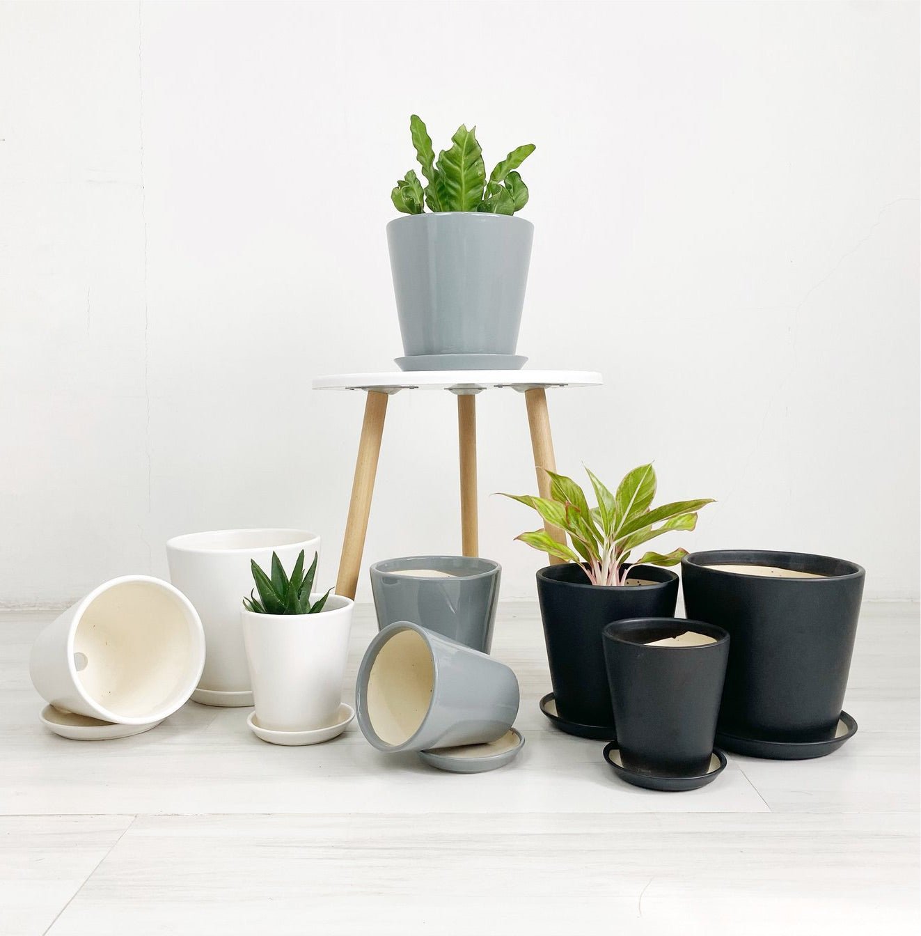 ES1256 Cone Shaped Glazed Clay Earthenware Ceramic Desk Pot - Pots For Plants