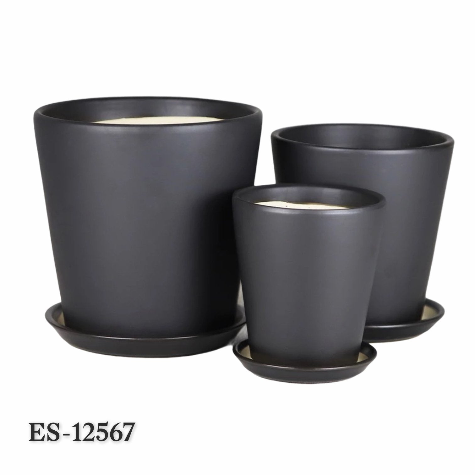 ES-1256 Cone Shaped Glazed Earthenware Ceramic Desk Pot - Pots For Plants