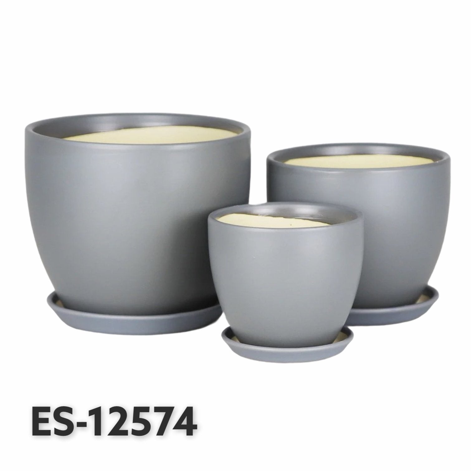 ES-1257 Round Glazed Earthenware Ceramic Desk Pot - Pots For Plants