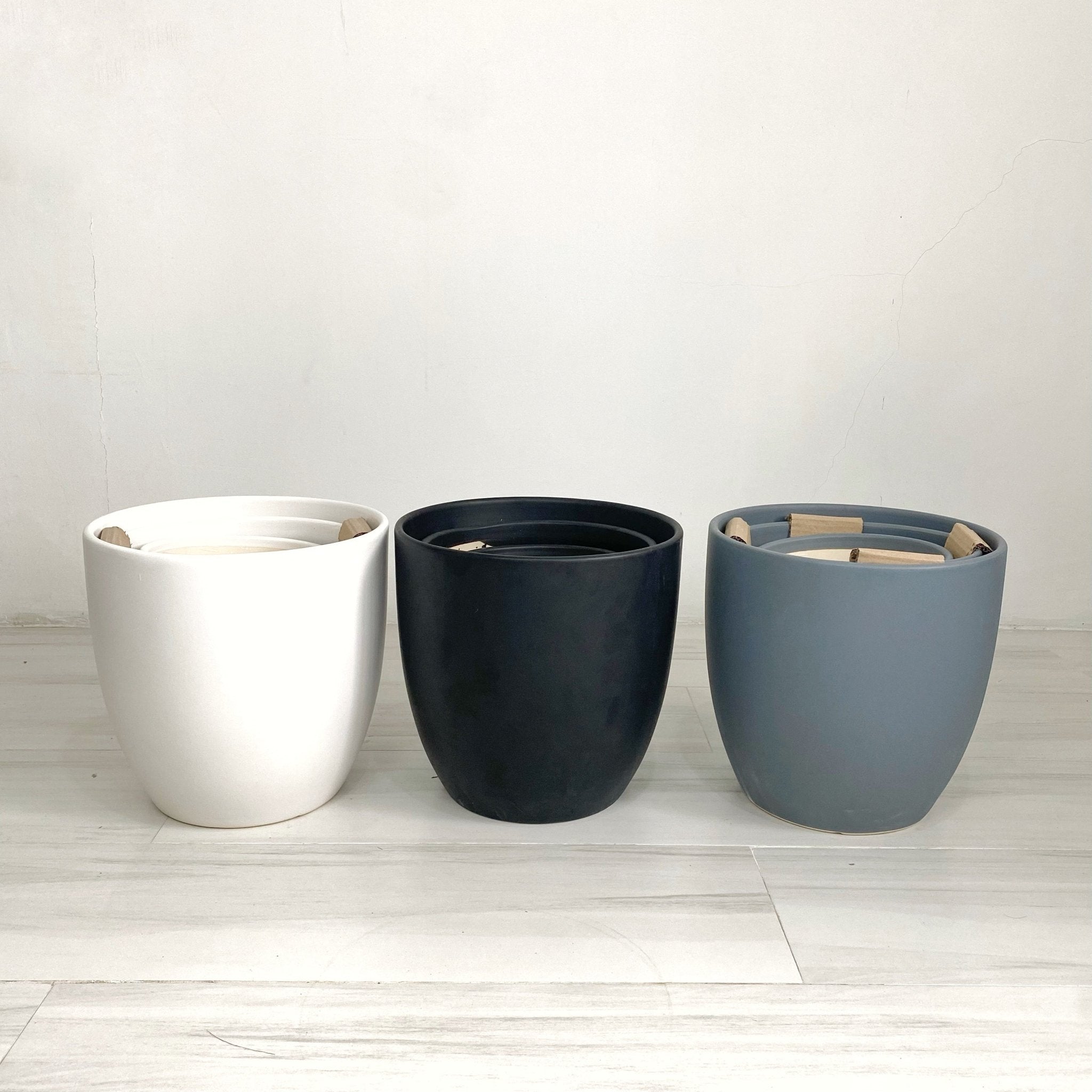 ES1259 Cup Shaped Glazed Clay Ceramic Floor Pot - Pots For Plants