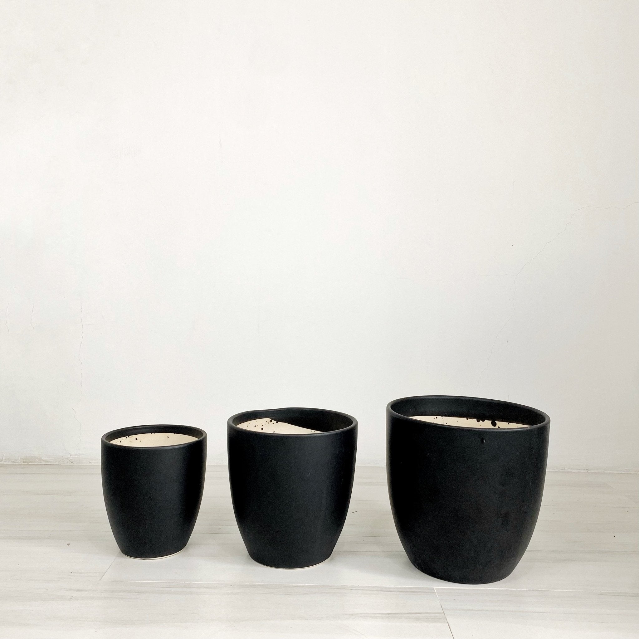 ES1259 Cup Shaped Glazed Clay Ceramic Floor Pot - Pots For Plants
