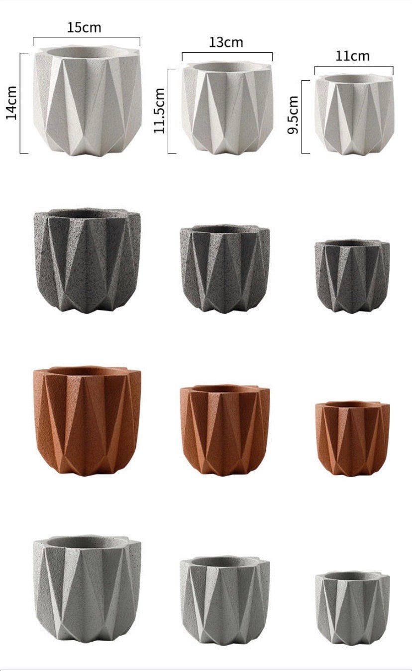 Nordic Concrete Geometric Planter Pot - Pots For Plants