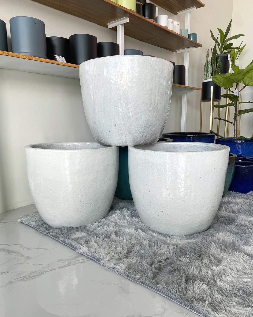 vietnamese plant pots Round White Vietnam Earthenware Ceramic Planter – Pots For Plants